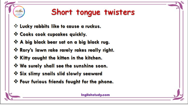 Short tongue twisters - Learn English with Inglishstudy